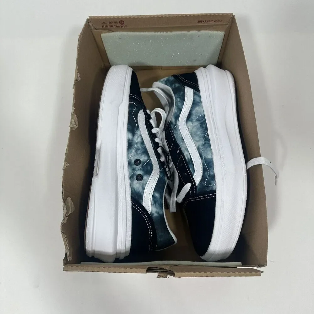 NIB Vans Men's 10 ComfyCush Old Skool Overt CC Sneaker Tie Dye Shoe Black Blue